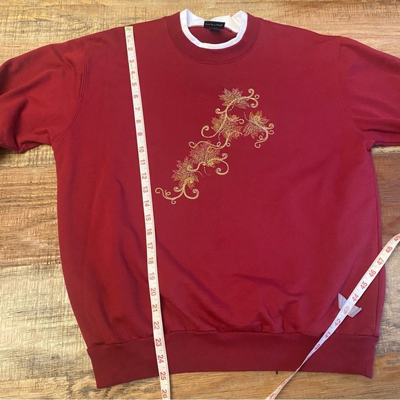 Trilllogy Fall studded  Snowman Winter Grandma Crew Pullover Sweatshirt Large - Picture 8 of 10